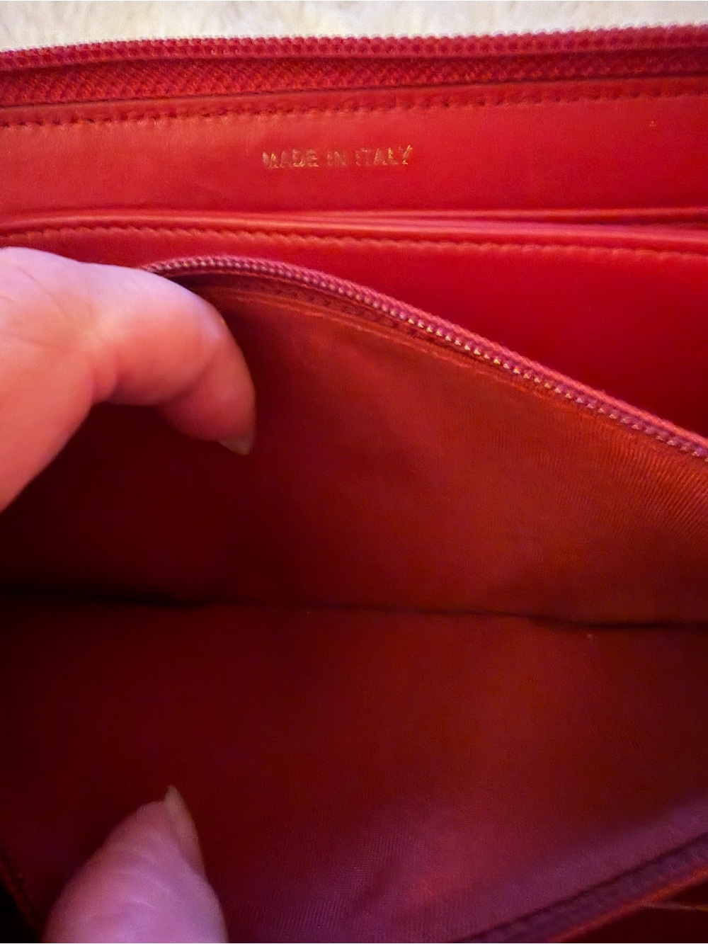 CHANEL Red Chevron Quilted Zip Wallet with Gold Logo COA - Picture 10 of 14